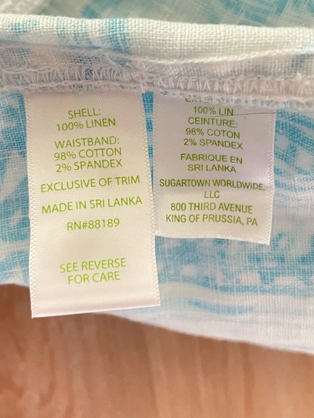 Lilly Pulitzer Beach Pants Small 33” Inseam Blue White palm Print Linen Sz Small - Picture 10 of 14